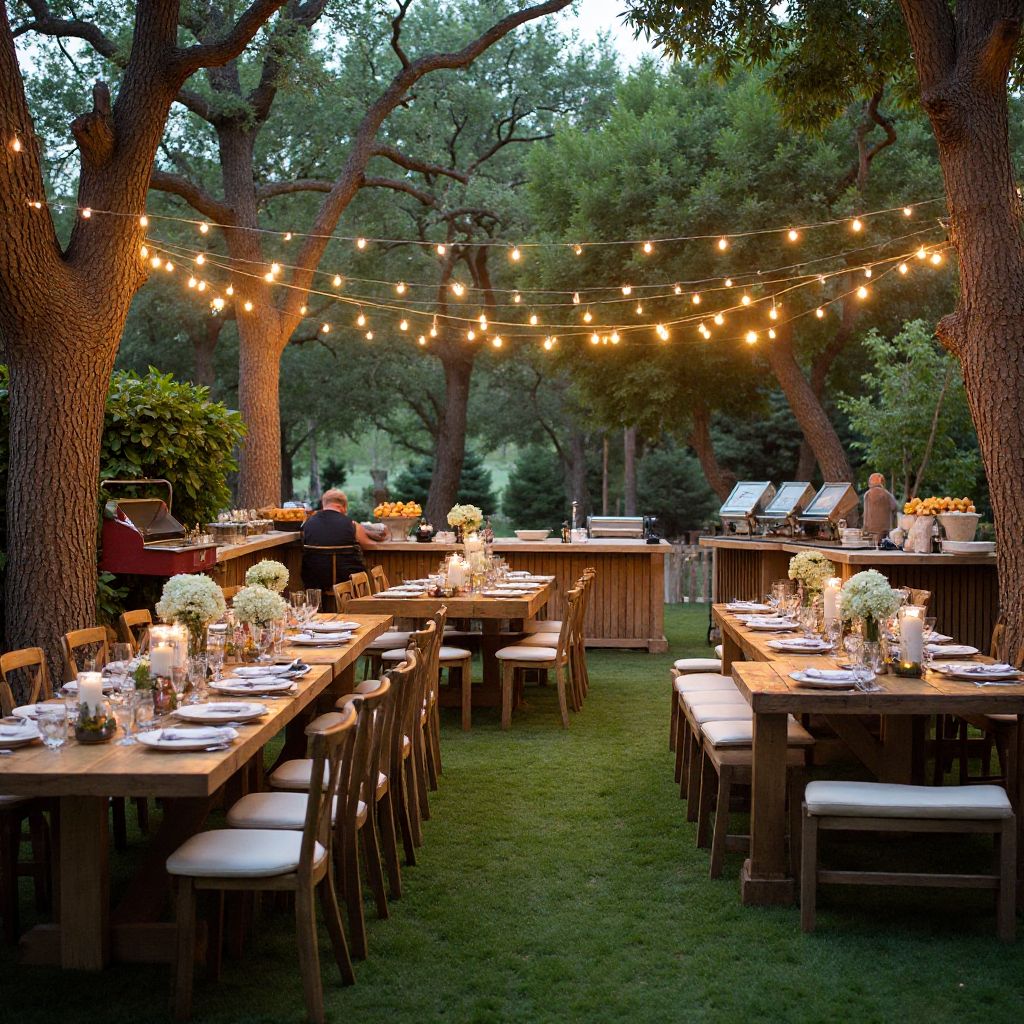 Elegant BBQ wedding reception setup